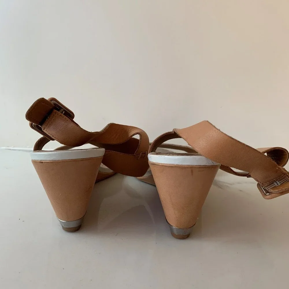 Sam Edelman Tan and Metallic Taupe Wedge Sandals - Picture 8 of 10